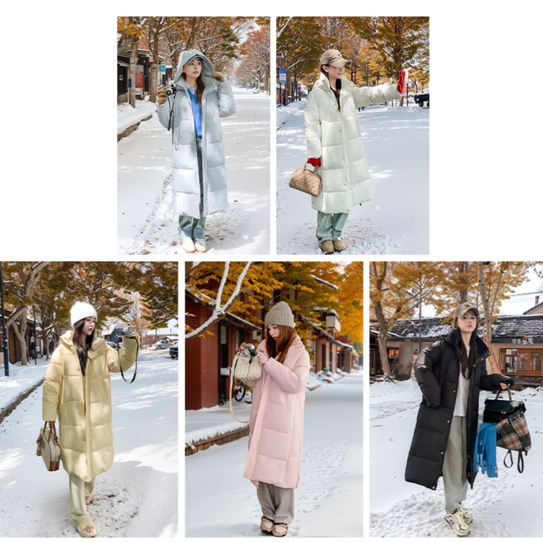 Lange Wattierte Pufferjacke