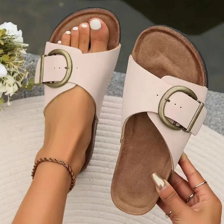 Damen Komfort-Slipper mit großer Schnalle – Modische Sommerschuhe im lässigen Stil