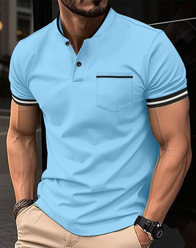 Teodor - Herren Blaues Baumwoll Poloshirt Bequem