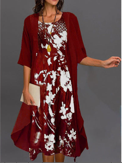 Damen Zweiteiliges Chiffonkleid im eleganten Boho-Stil für Freizeit und besondere Anlässe