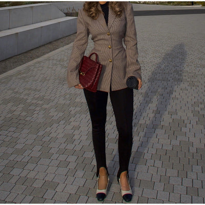 Athena - Figurbetonte Karo Jacke Maßgeschneiderter Stil