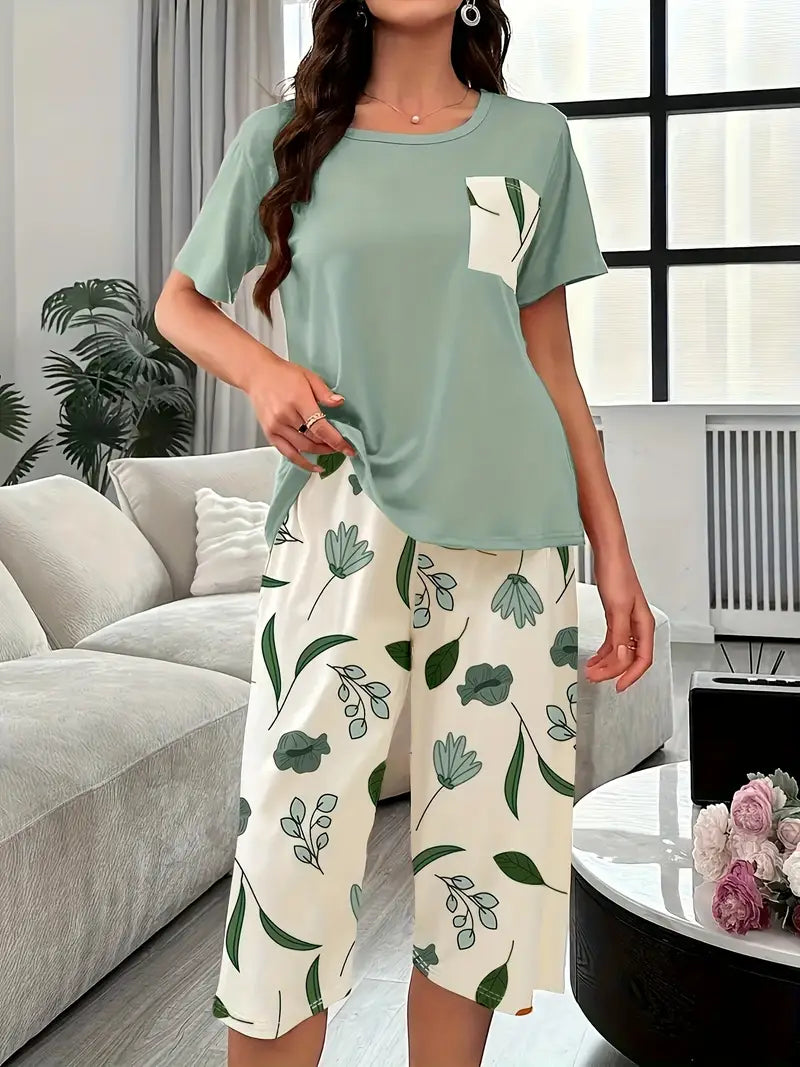 Kinsley – Bequemer Loungekleidung Satz Mit Blumen Ausdrucken