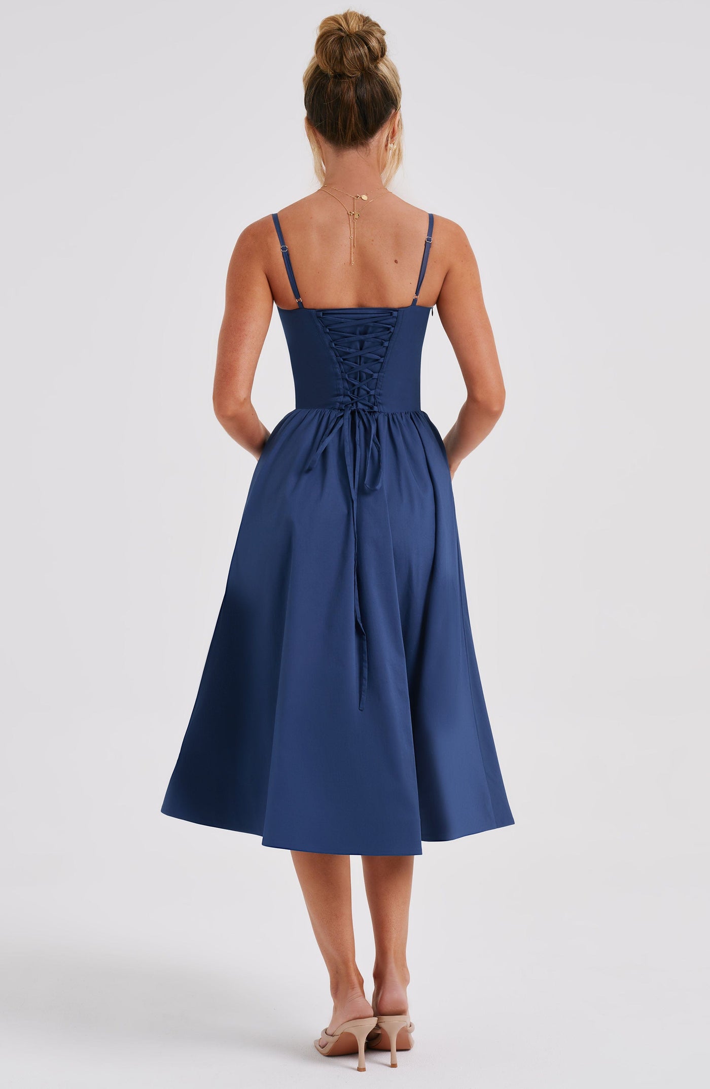 Marineblaues Daisey Midi-Kleid