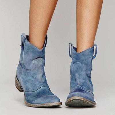 Damen Cowboy Boots mit Blockabsatz und Seitenschlaufen