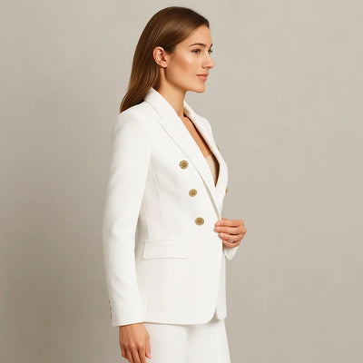 Damen Anzug Set Zweireihig Slim Fit Blazer & Hose