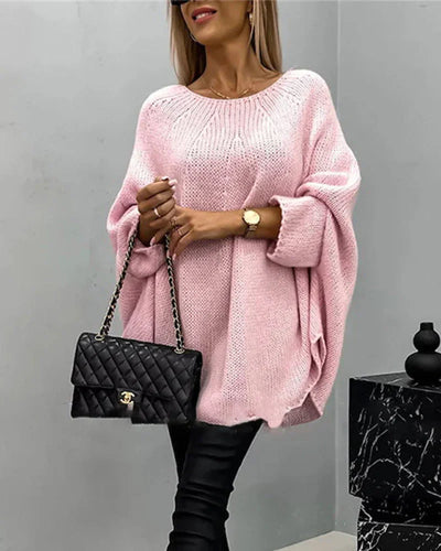 Damen Cape-Strickpullover mit weiten Ärmeln