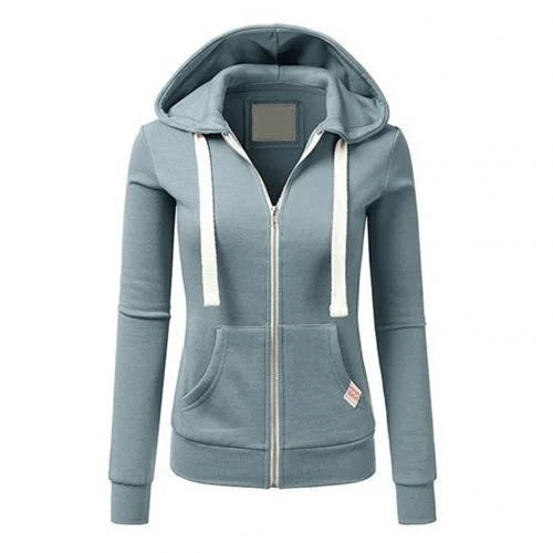 Damen Zip Hoodie mit Reißverschluss und Kapuze