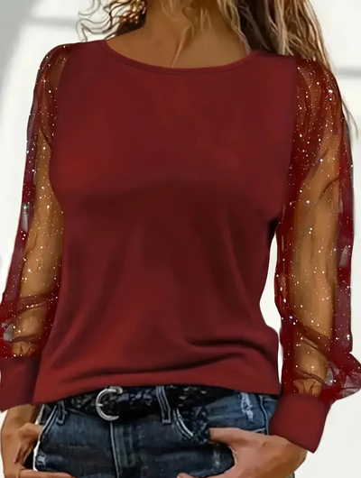 Anthonette | Damen Glitzer Oberteile | Schwarze Top