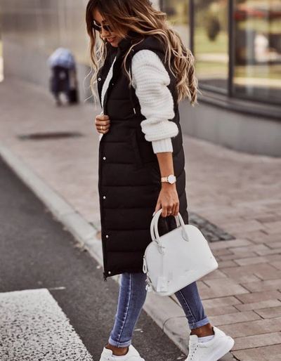 Luvely | Damen Lange Steppweste | Leichte Daunenjacke