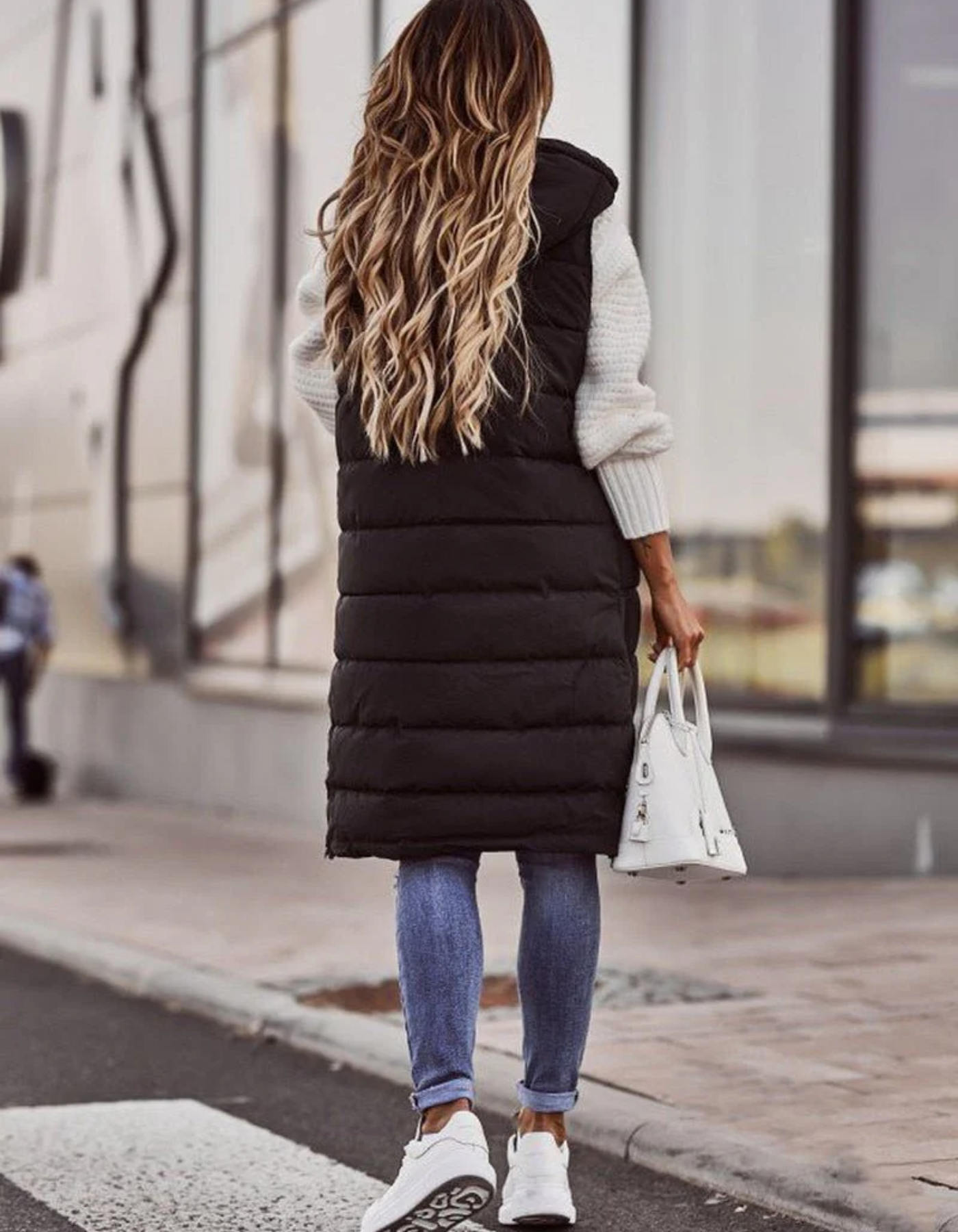 Luvely | Damen Lange Steppweste | Leichte Daunenjacke