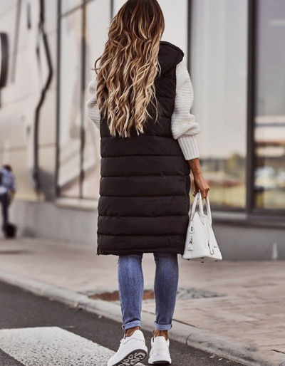 Luvely | Damen Lange Steppweste | Leichte Daunenjacke