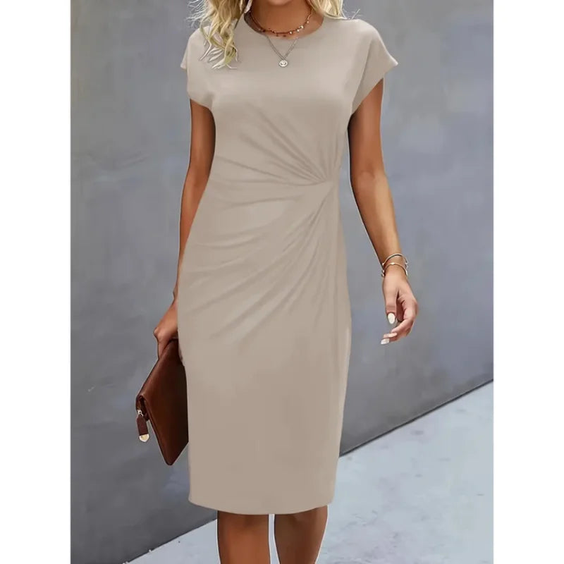 Damen Midikleid mit geknoteten Details und Kurzarm