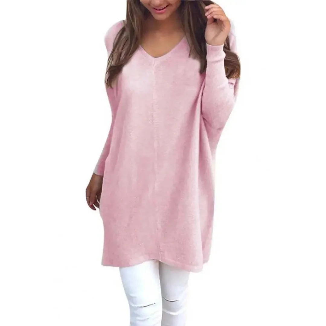 Damen Oversized V-Ausschnitt Pullover Casual Design