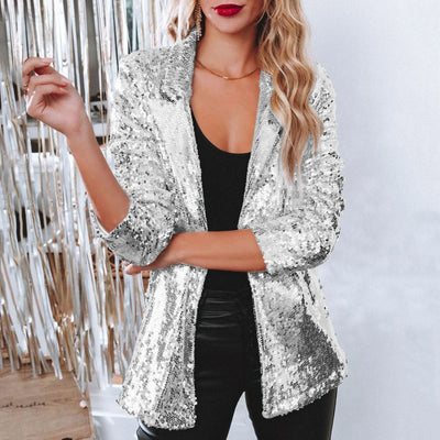 Damen Pailletten-Blazer mit lockerer Passform
