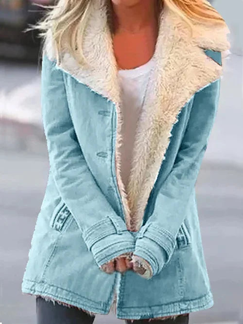 Damen Winterjacke mit Plüschfutter und Reißverschluss