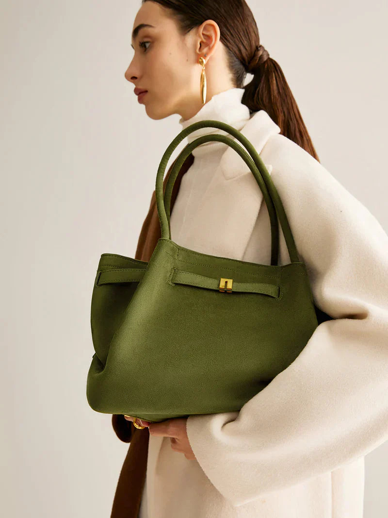 Damen Shopper Wildleder Tasche  – Grün & Geräumig