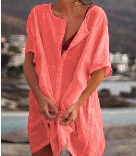 Damen Strand Tunika Lockerer Sommer Kaftan Freizeit Überwurf