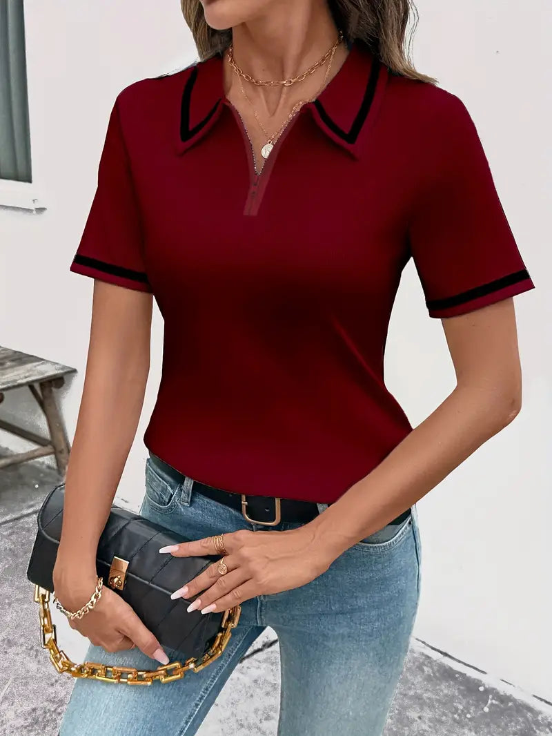 Vasilka – Elegantes Kurzarm Oberteil Mit Kragen