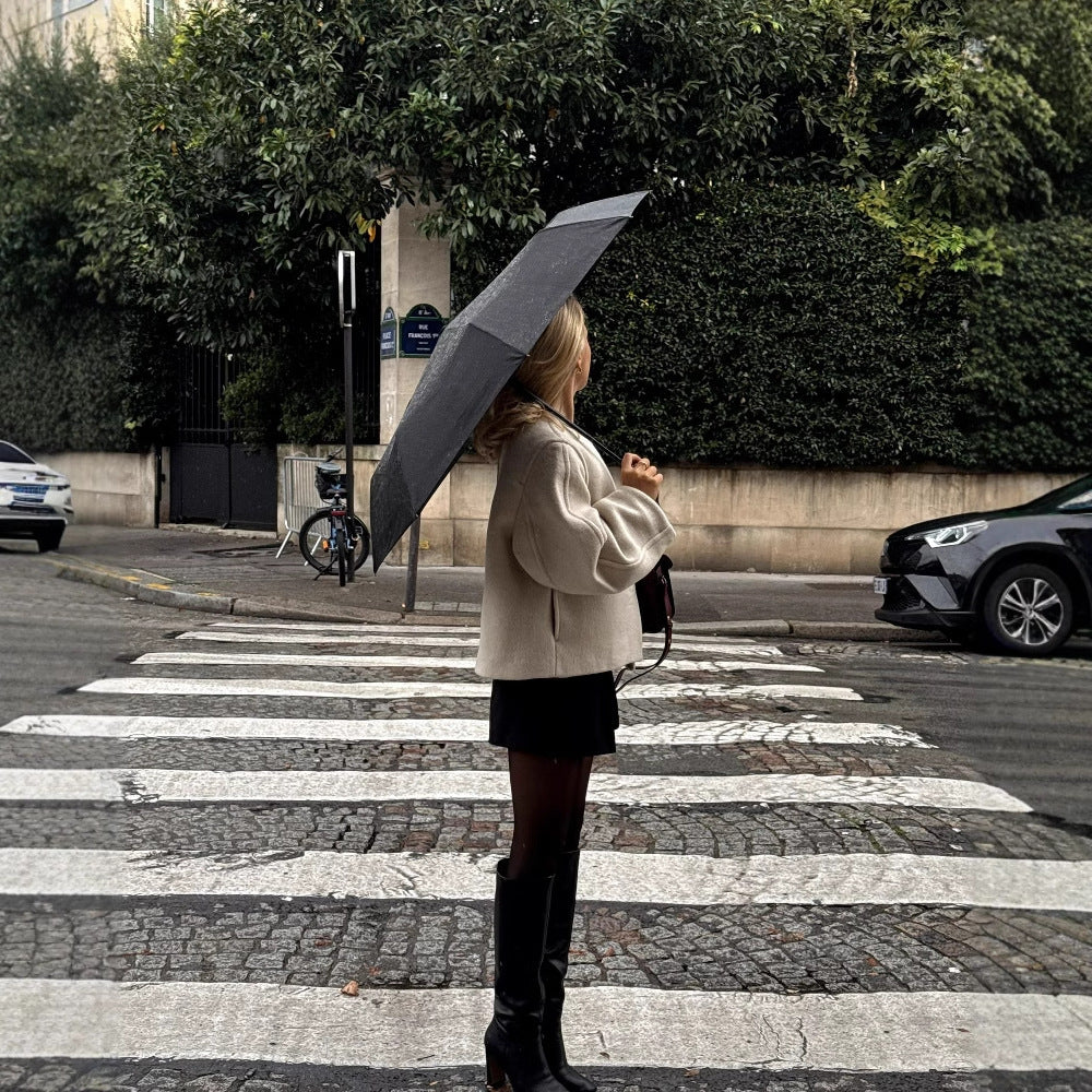 Delilah - Gepolsterter Wollmantel Quadratischer Kragenwärme