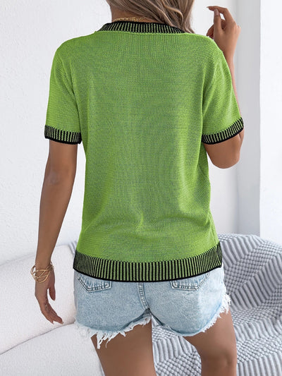 Alethea – Elegantes Rundhals Und Gestreiftes Strickoberteil