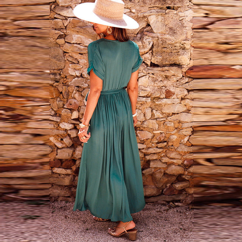 Rachel – Kurzärmeliges V-Ausschnitt Kleid für Damen