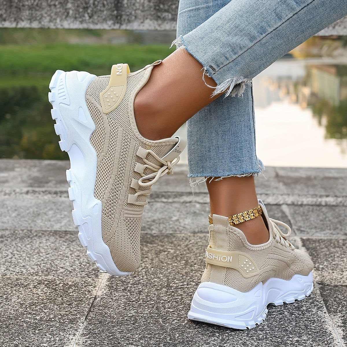 Lou Bequeme Atmungsaktive Knit Sneakers für Damen