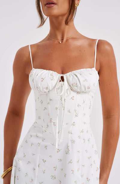 Deanna Midi Kleid - Blush mit Blumenmuster