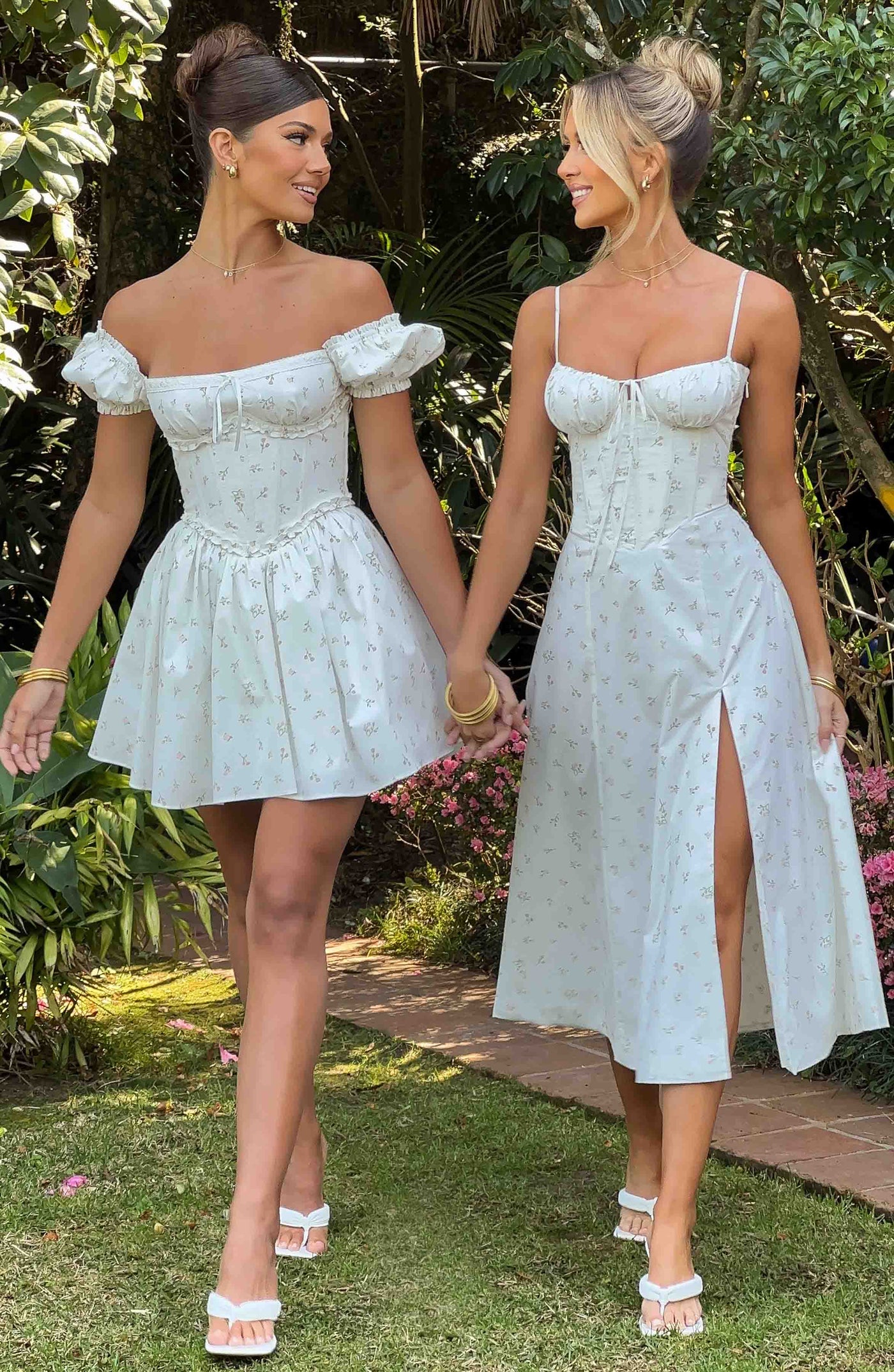 Deanna Midi Kleid - Blush mit Blumenmuster