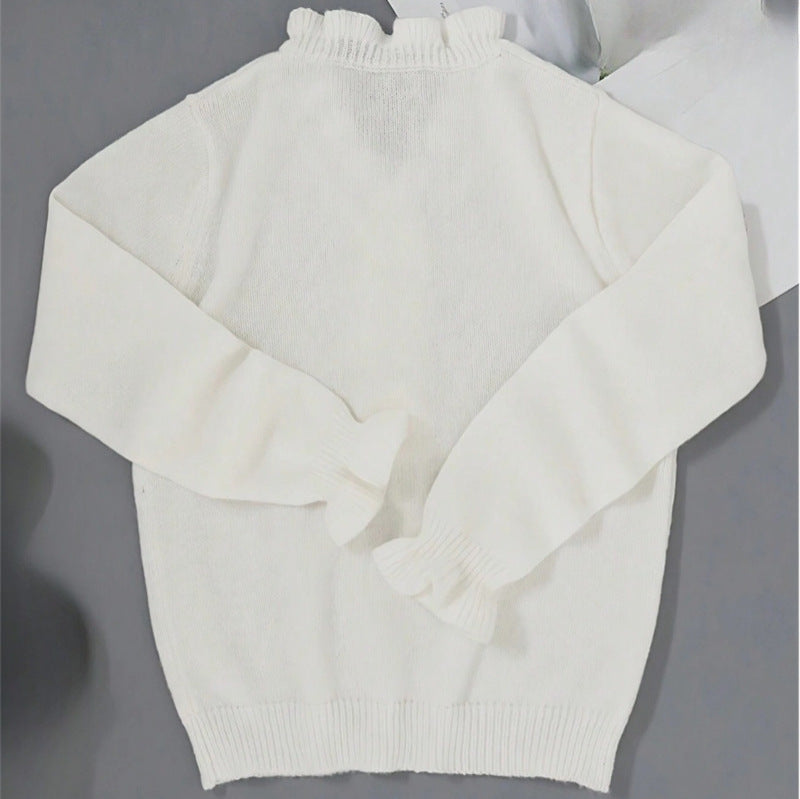 Tara – Winter V-Ausschnitt Rüschensweater aus Strick