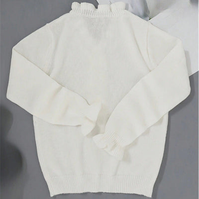 Tara – Winter V-Ausschnitt Rüschensweater aus Strick