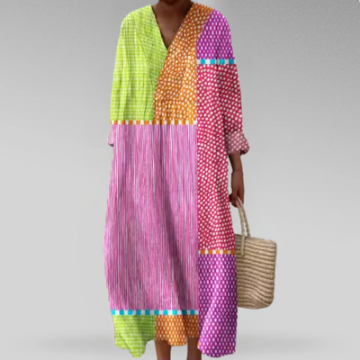 Emiliana – Elegantes Langärmeliges Kleid Mit Drucken