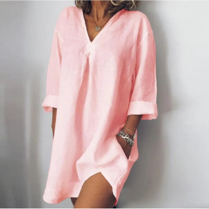 Iona - Leichtes Leinenkleid mit V-Ausschnitt für legere Tage