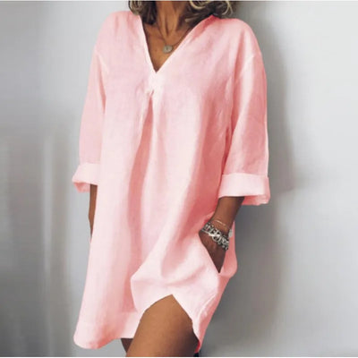 Iona - Leichtes Leinenkleid mit V-Ausschnitt für legere Tage