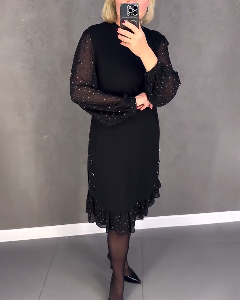 ELIANA | Elegantes Kleid mit transparenten Ärmeln und schmeichelhafter Schnitt für Herbstanlässe