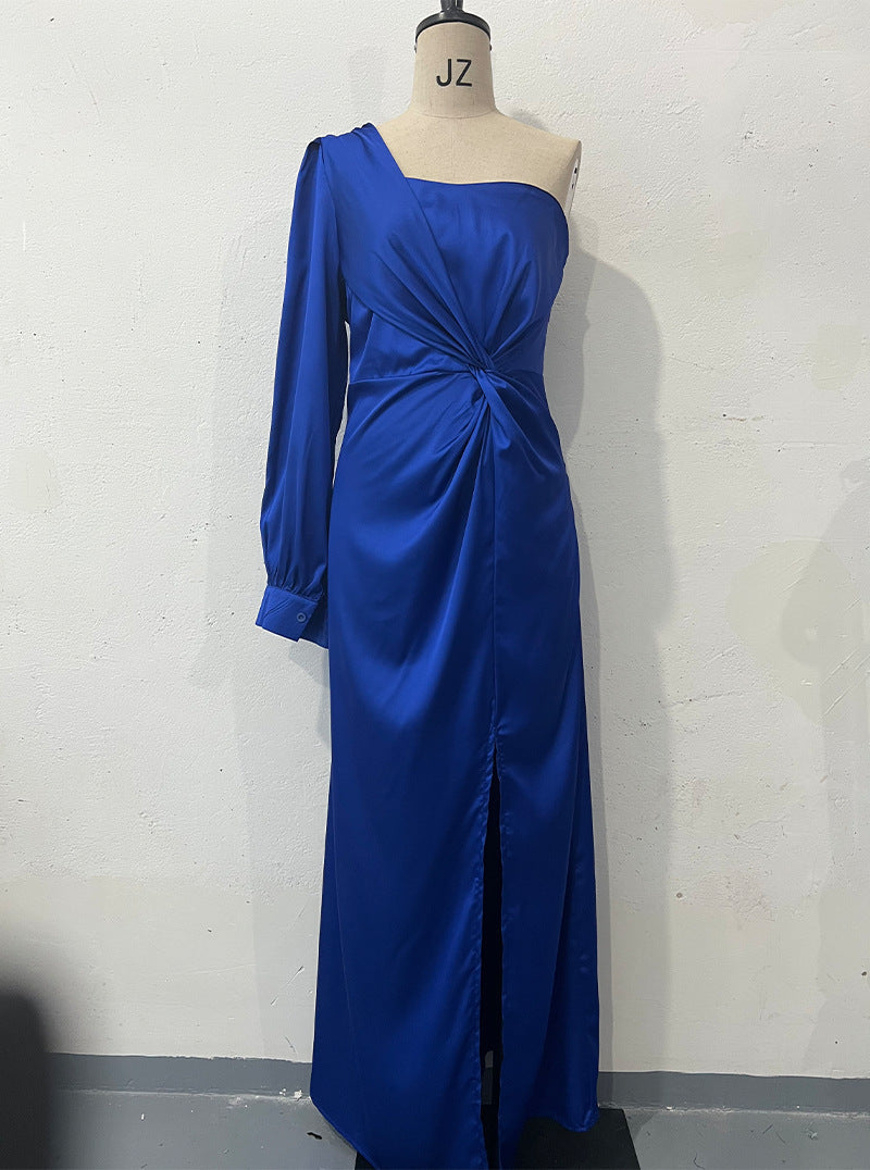 Clara – Einseitiges, geteiltes Kleid mit langen Ärmeln für Damen