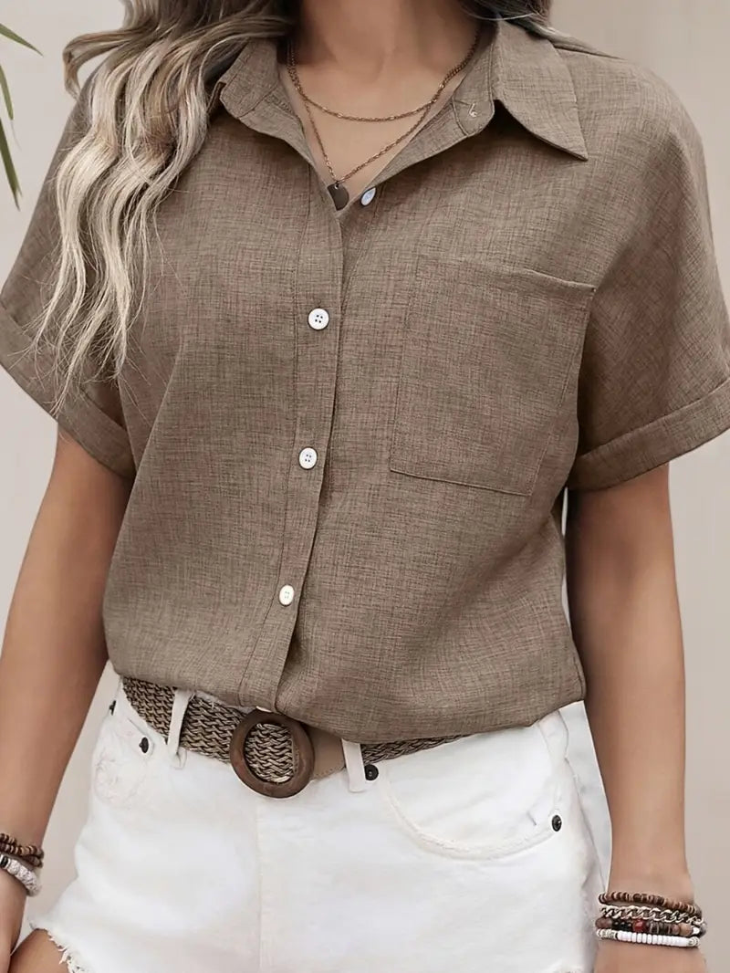 Avina - Elegantes Kurzarm Hemd Mit Tasche