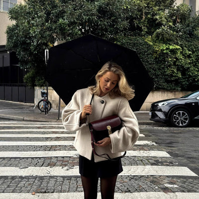 Delilah - Gepolsterter Wollmantel Quadratischer Kragenwärme