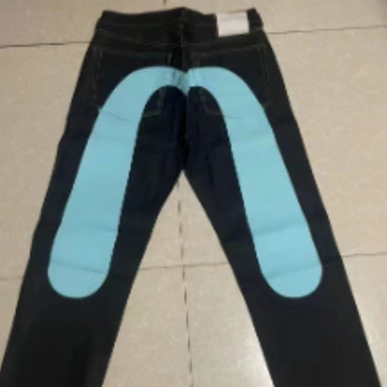 Damen Baggy Jeans mit auffälligem Print und Streetwear-Design – Modische Freizeitjeans