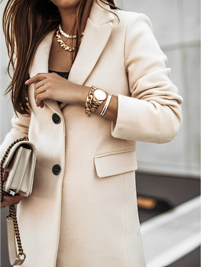 Simone – Schlichter Langmantel mit Doppelknopfverschluss