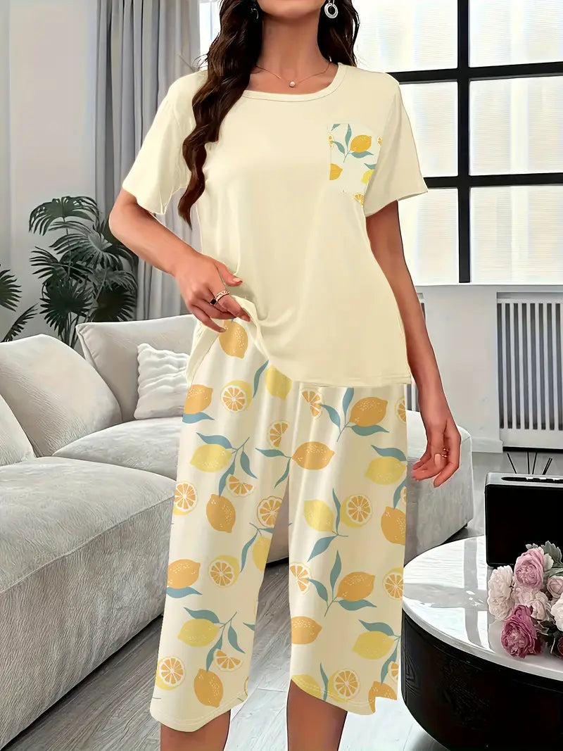 Kinsley – Bequemer Loungekleidung Satz Mit Blumen Ausdrucken