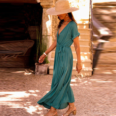 Rachel – Kurzärmeliges V-Ausschnitt Kleid für Damen