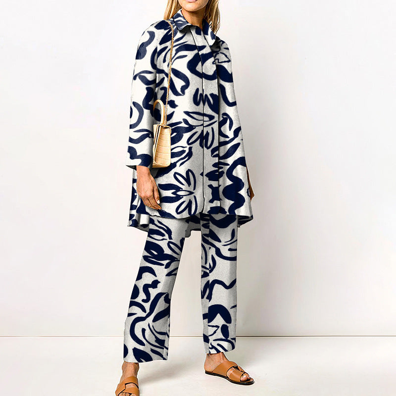 Damen Zweiteiler Set mit 3D-Muster – Eleganter Freizeit-Look für Alltag und Büro