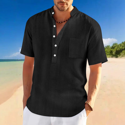 Steven – Kurzärmeliges Freizeit-Henley-Shirt mit Stehkragen