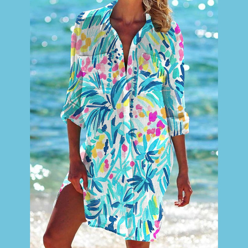 Damen Strand Tunika Lockerer Schnitt – Sommer Strandkleid für Urlaub & Freizeit