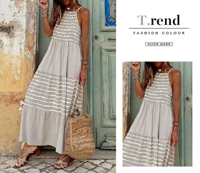 Vanessa – Gestreiftes Kleid mit Hängeneck für Frühling und Sommer