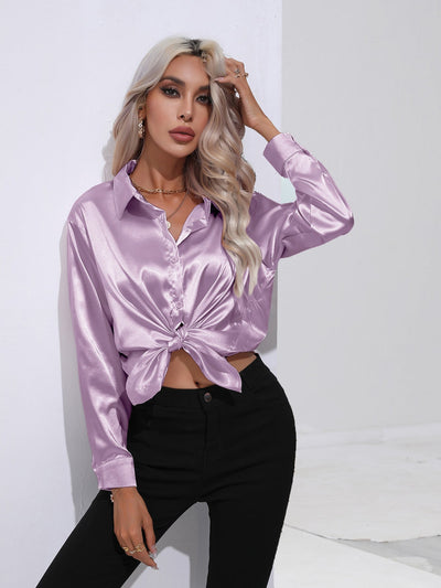 Damen Satinbluse Elegant Klassisch Büro & Festliche Anlässe