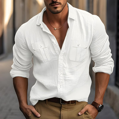 Herrenhemd aus Baumwolle mit doppelter Tasche