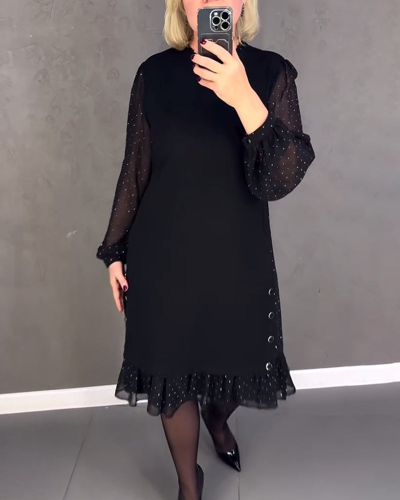 ELIANA | Elegantes Kleid mit transparenten Ärmeln und schmeichelhafter Schnitt für Herbstanlässe