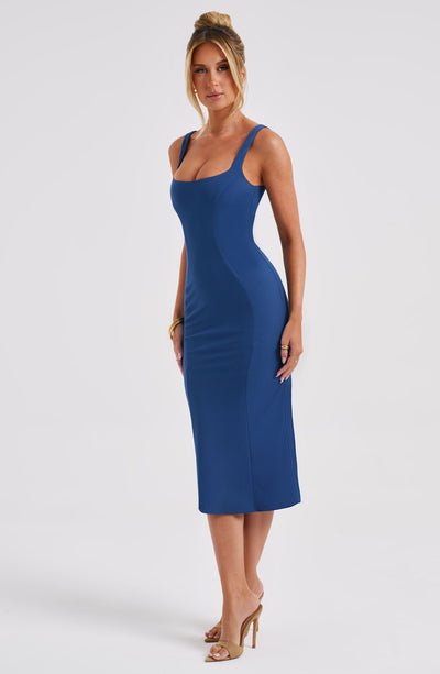 Marineblaues Elaine Midi-Kleid