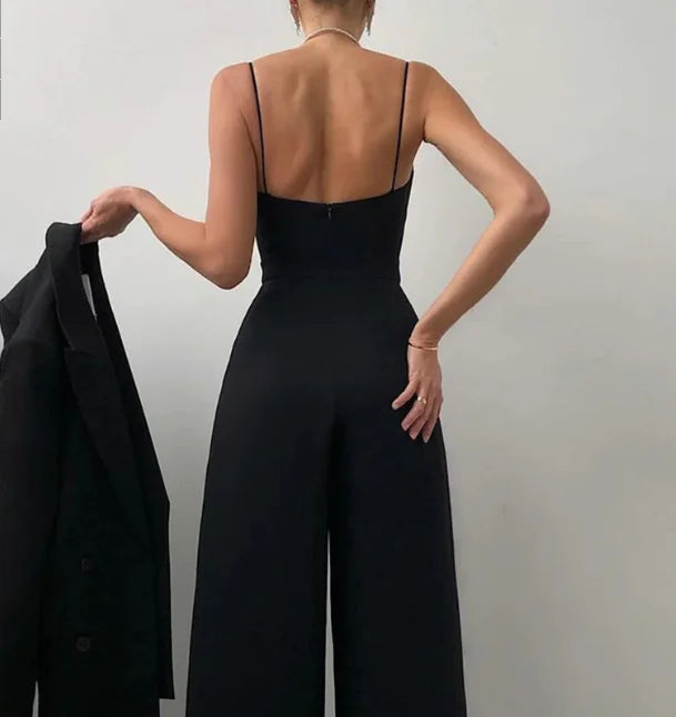 Eleganter Damen Jumpsuit mit Herzausschnitt und weitem Bein